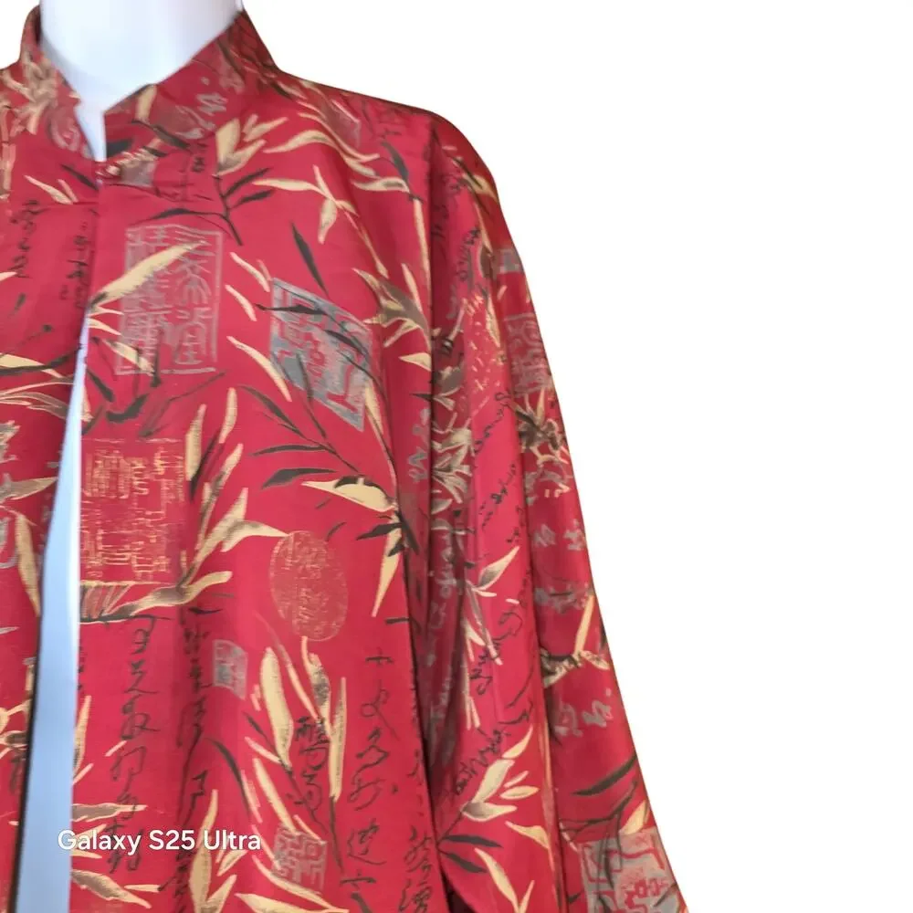 eee 100% silk, Chinese kimono inspired cardigan‎ cape sz OS